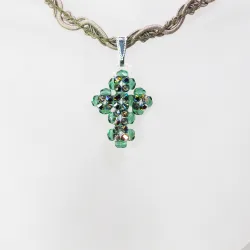 Pendant 40cm - Valonia-Khaki Braid - Pendant 40cm - Laiton argenté